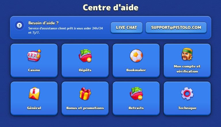 Pistolo Casino support client